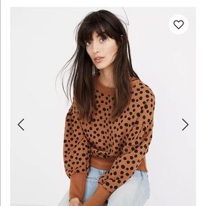 Madewell Pleat Sleeve Sweatshirt in Leopard Dot